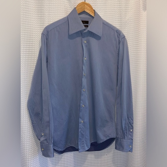 2/40$ Men’s ZARA blue striped 100% cotton buttoned shirt size‎ 16 - Picture 1 of 10